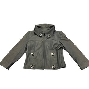 Sharagano Studio Women's Gray Cotton Blend Cropped‎ Jacket Size S Blazer